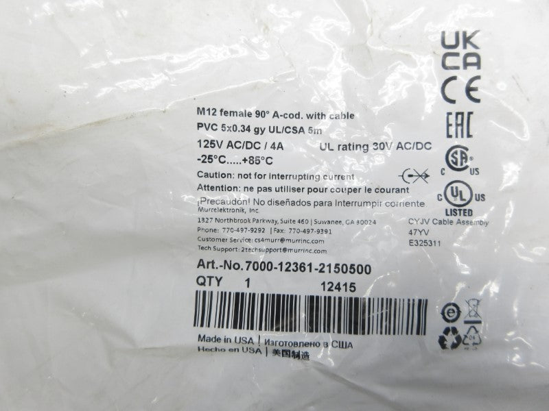 MURR ELEKTRONIK 7000-12361-2150500 125VAC/DC 4A NSMP