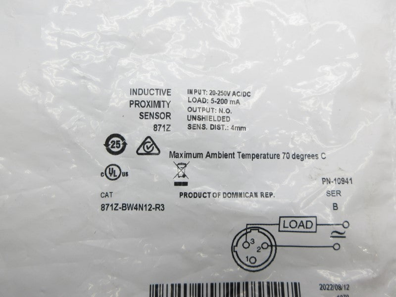 ALLEN BRADLEY 871Z-BW4N12-R3 SER. B 20-250VAC/DC NSMP