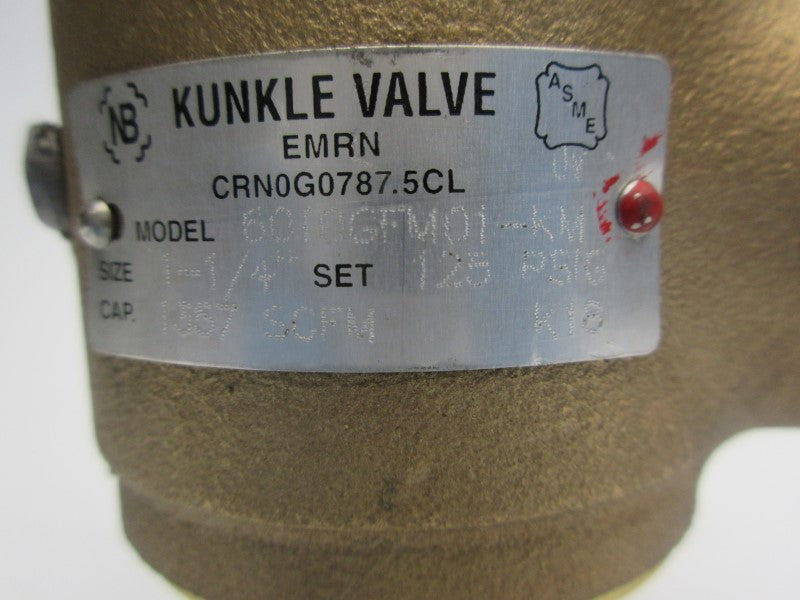 KUNKLE VALVE 6010GFM01-KM125125PSI 1-1/4" NSNP