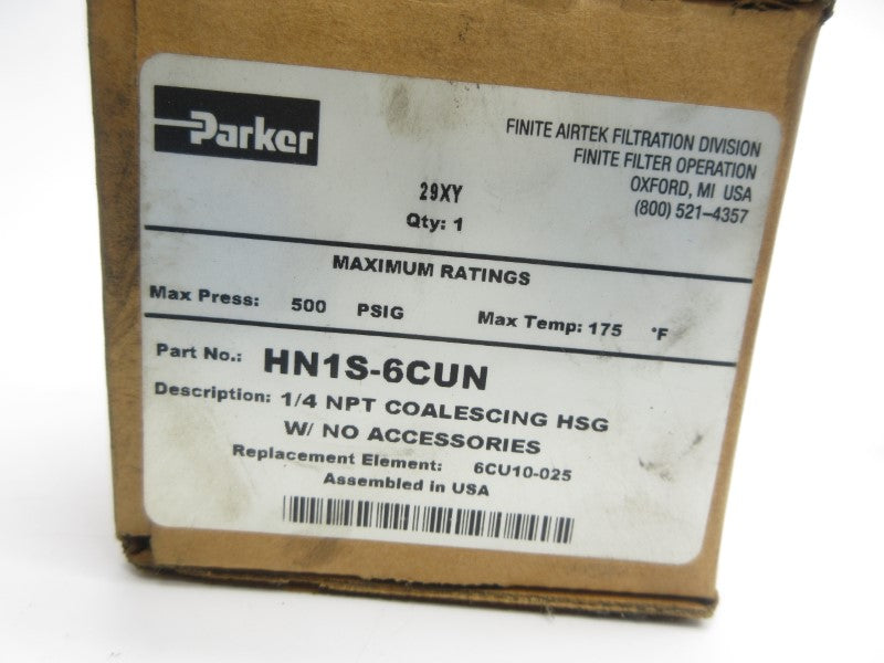 PARKER HN1S-6CUN 500PSI 1/4" NSMP