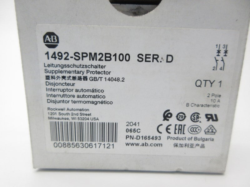 ALLEN BRADLEY 1492-SPM2B100 SER. D 440VAC 10A NSMP