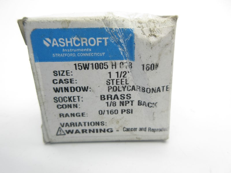 ASHCROFT 15W1005H01B160# 0-160PSI 1-1/2" NSMP