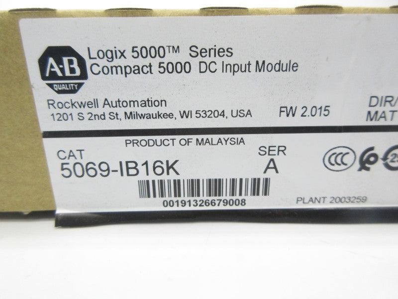 ALLEN BRADLEY 5069-IB16K SER. A F/W 2.015 NSMP