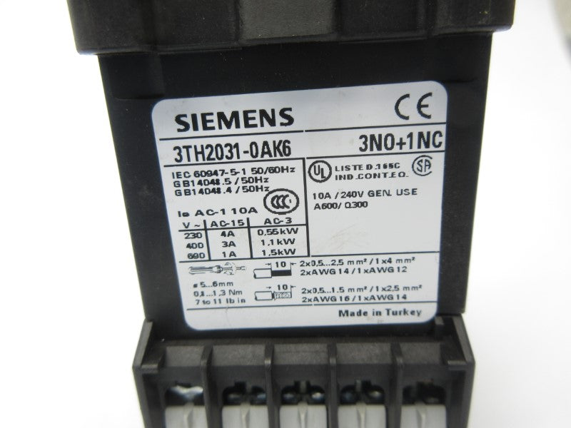 SIEMENS 3TH2031-0AK6 110/120V 10A NSNP
