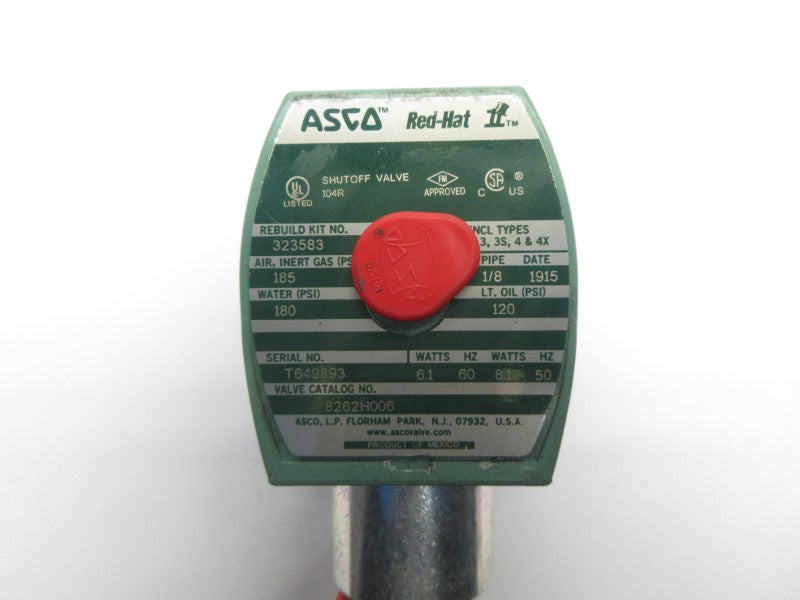 ASCO 8262H006 110/120V 120-185PSI 1/8" (AS PICTURED) NSNP