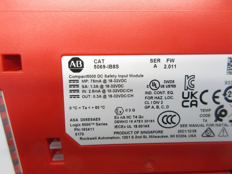 ALLEN BRADLEY 5069-IB8S SER. A F/W 2.011 10-32VDC (AS PICTURED) NSNP