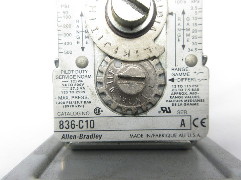 ALLEN BRADLEY 836-C10 SER. A 24-600V 12-115PSI (AS PICTURED) UNMP