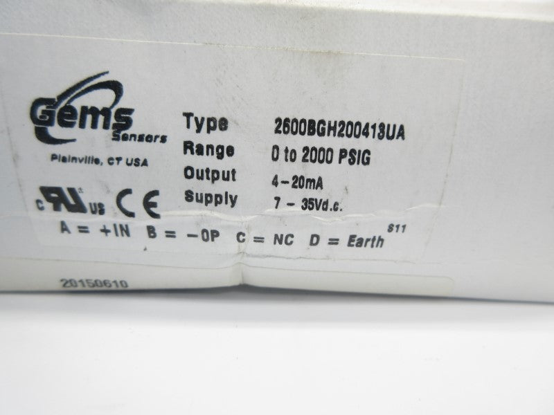 GEMS 2600BGH200413UA 7-35VDC 0-2000PSI NSMP