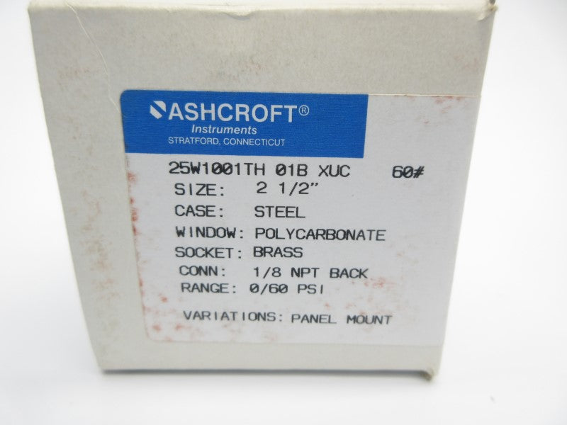 ASHCROFT 25W1001TH01BXUC60# 0-60PSI 2-1/2" NSMP