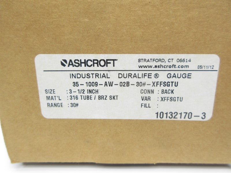 ASHCROFT 35-1009-AW-02B-30#-XFFSGTU 0-30PSI 3-1/2" NSMP