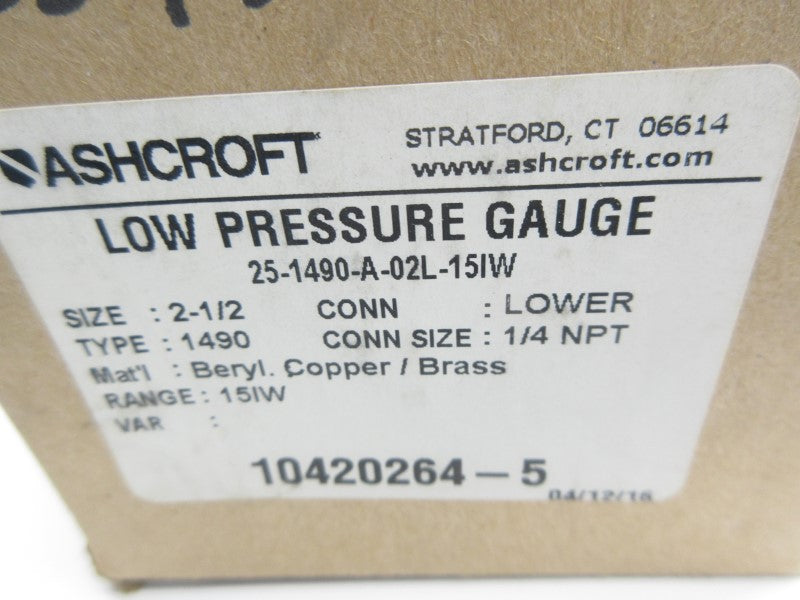 ASHCROFT 25-1490-A-02L-15IW 2-1/2" NSMP