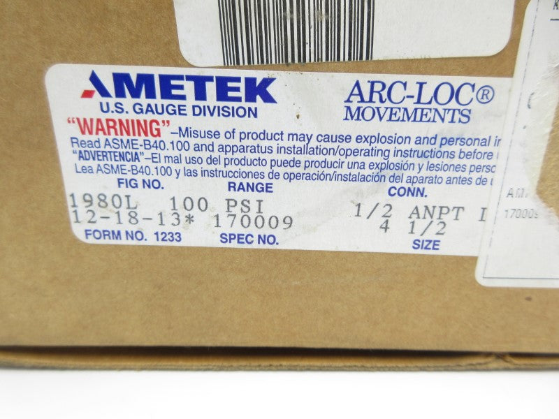 AMETEK 170009 100PSI 4-1/2" NSMP
