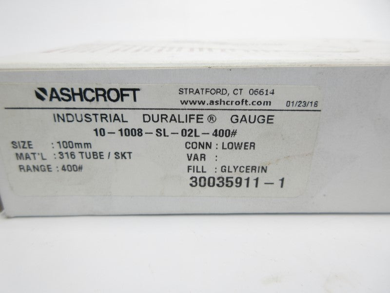 ASHCRAFT 10-1008-SL-02L-400# 400PSI 100MM NSMP