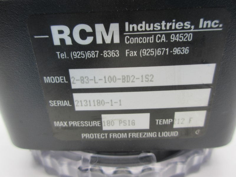 RCM INDUSTRIES 2-83-L-100-BD2-1S2 180PSI NSNP