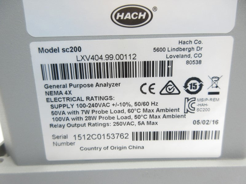 HACH SC200 LXV404.99.00112 100-240VAC NSNP