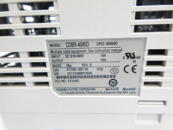 YASKAWA ELECTRIC CDBR-4045D 510-680VDC 18A NSNP