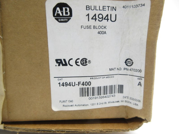 ALLEN BRADLEY 1494U-F400 SER. A 600A (BR/WH) NSFS