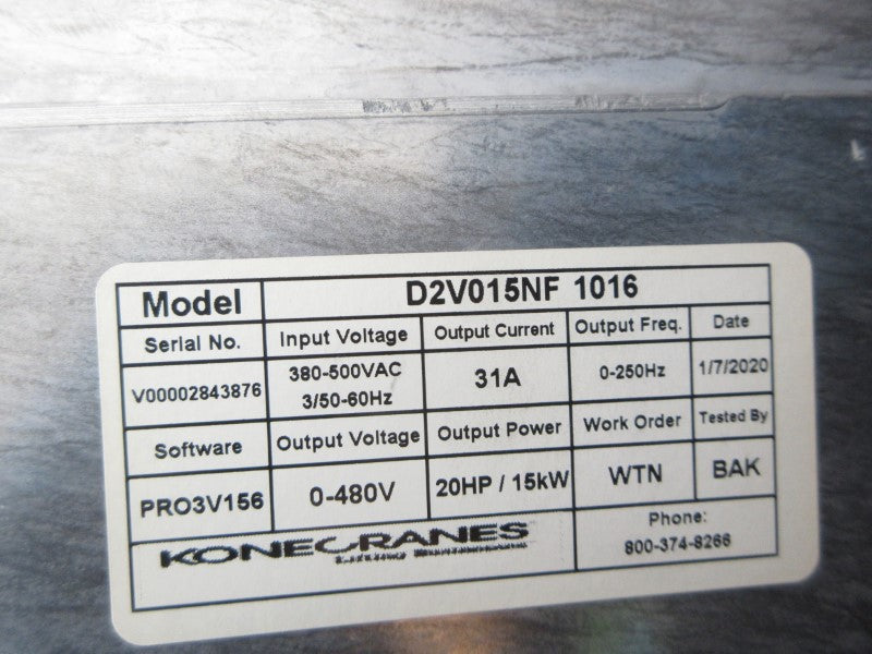 KONE CRANES D2V015NF1016 380-500VAC 32A NSMP