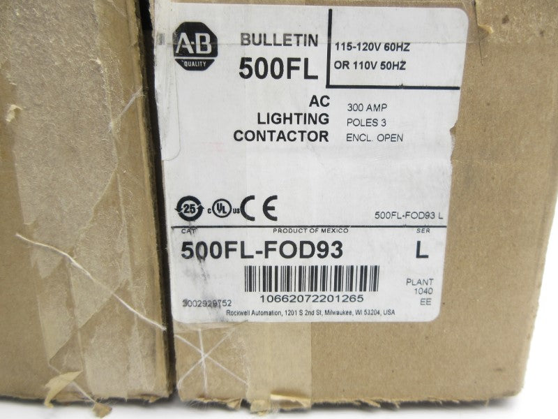 ALLEN BRADLEY 500FL-FOD93 SER. L 110/115-120V 300A NSMP