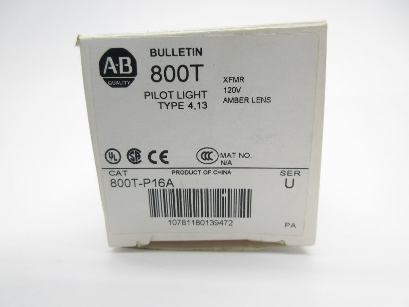 ALLEN BRADLEY 800T-P16A SER. U 120V (WH) NSMP
