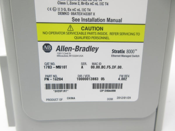 ALLEN BRADLEY 1783-MS10T SER. A F/W 4.002 NSNP