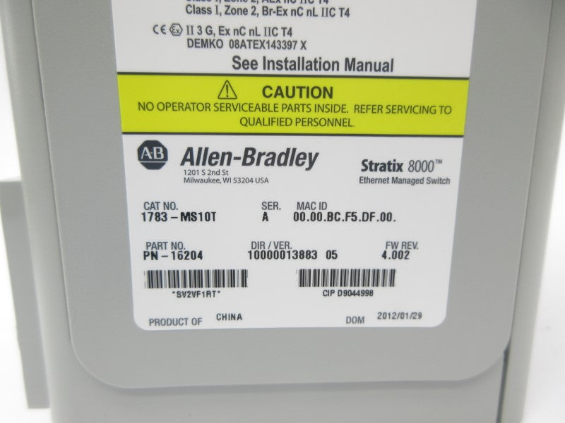 ALLEN BRADLEY 1783-MS10T SER. A F/W 4.002 NSNP