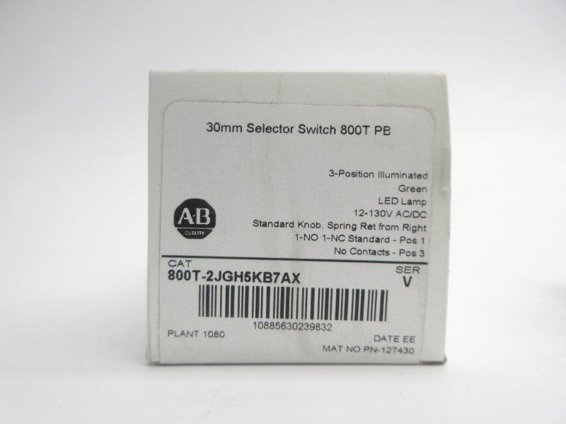 ALLEN BRADLEY 800T-2JGH5KB7AX SER. V 12-130VAC/DC (WH) NSMP