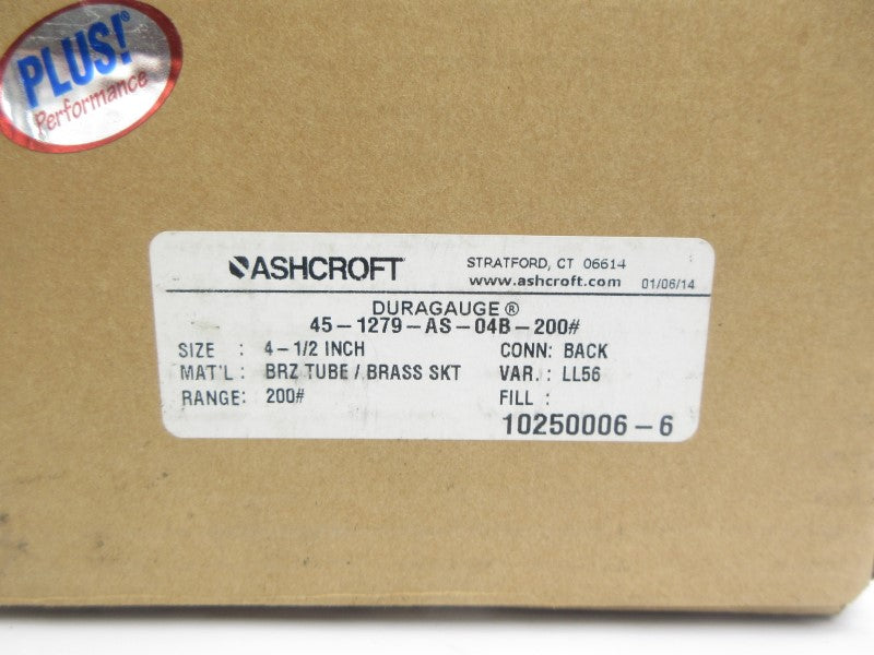 ASHCROFT 45-1279-AS-04B-200# 200PSI 4-1/2" NSMP