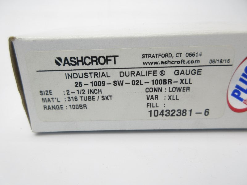 ASHCROFT 25-1009-SW-02L-100BR-XLL 100BR 2-1/2" NSMP