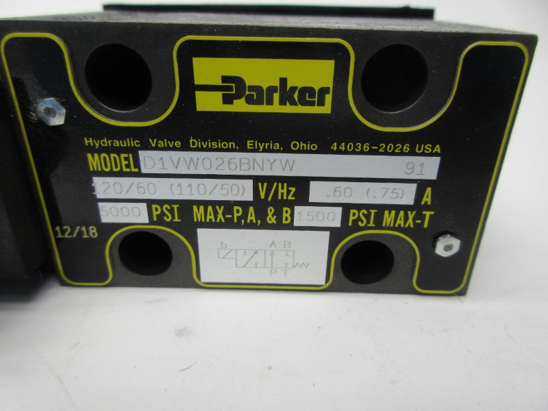 PARKER D1VW026BNYW91 110/120V .60A 5000PSI NSNP