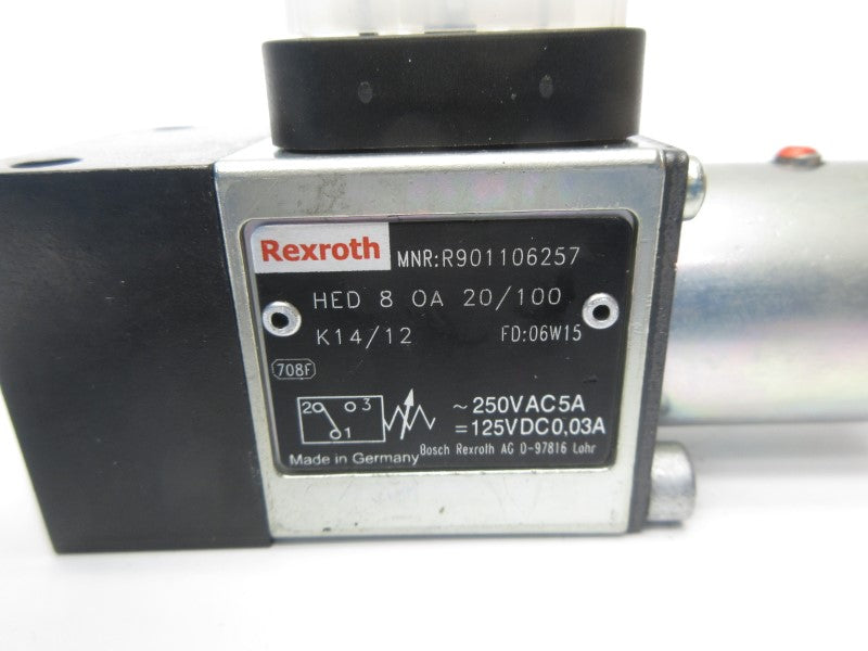 REXROTH HED8OA20/100K14/12 R901106257 250VAC 5A NSNP