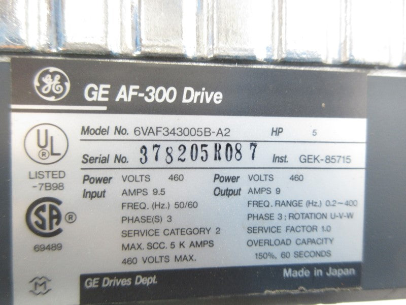 GENERAL ELECTRIC 6VAF343005B-A2 460V 9.5A UNMP