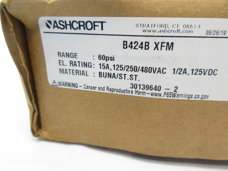 ASHCROFT B424BXFM 480VAC 15A 60PSI NSMP