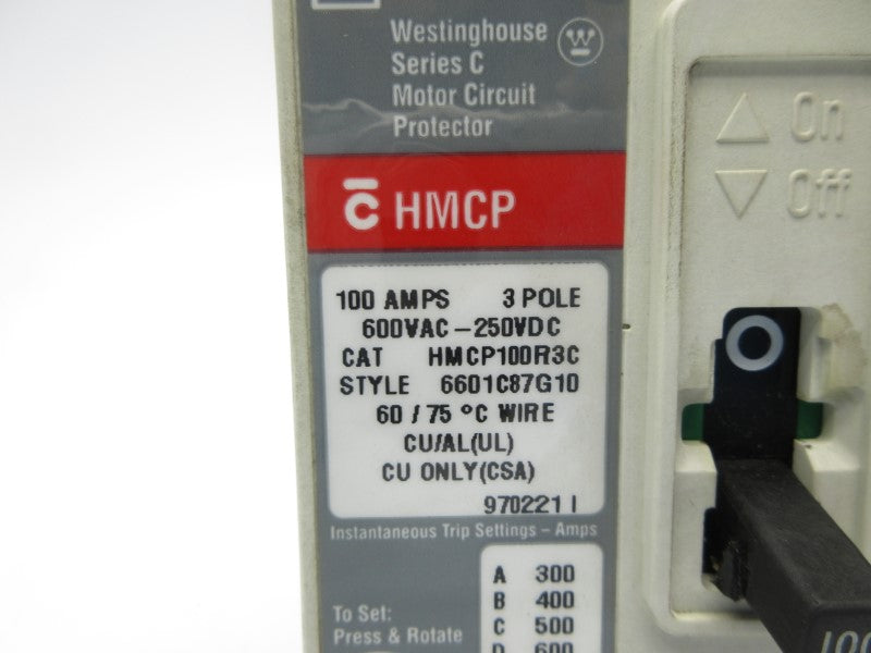 WESTINGHOUSE HMCP100R3C SER. C 600VAC 100A NSNP