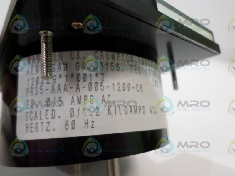 CROMPTON PR35-AAA-A-005-1200-C6 PRESSURE GAUGE 0-1.2 AC KILOAMPS NSNP