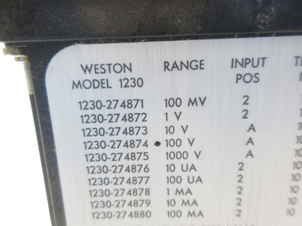 WESTON 1230-27-4874 117VAC UNMP