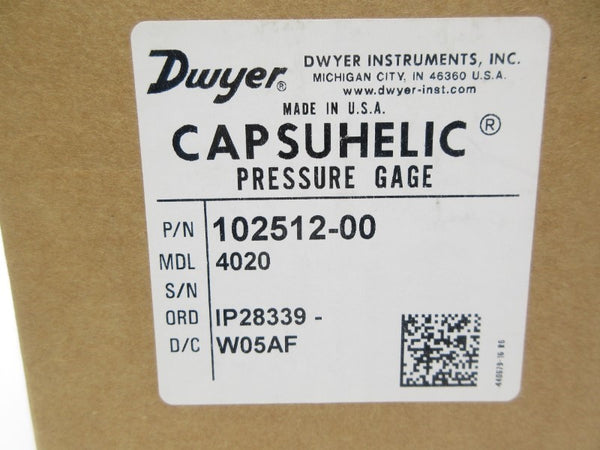 DWYER 102512-00 4020 500PSI 0-20 NSMP