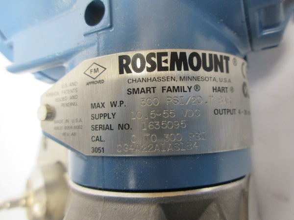 ROSEMOUNT 3051CG4A22A1AS1B4 10.5-55VDC 0-300PSI NSNP