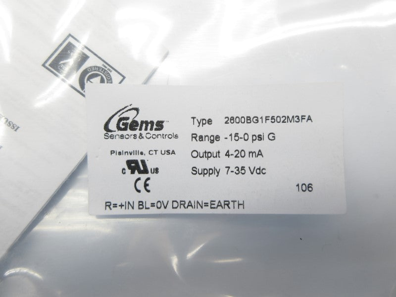 GEMS 2600BG1F502M3FA 7-35VDC NSMP