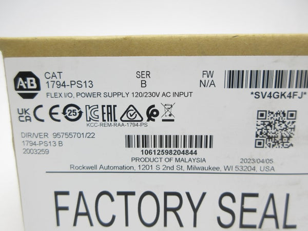 ALLEN BRADLEY 1794-PS13 SER. B 120/230VAC DATE: 2023 NSFS