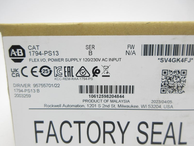 ALLEN BRADLEY 1794-PS13 SER. B 120/230VAC DATE: 2023 NSFS