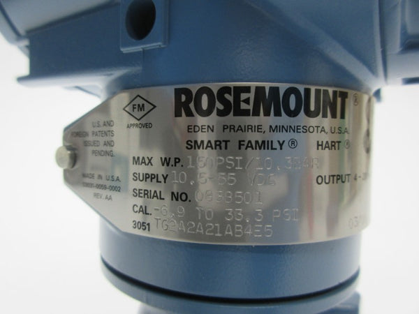 ROSEMOUNT 3051TG2A2A21AB4E5 10.5-55VDC 33.3PSI NSNP