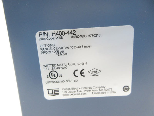 UNITED ELECTRIC H400-442 480VAC 15A 225PSI NSNP