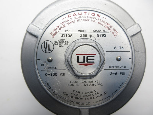UNITED ELECTRIC J110A-266-9792 125/250VAC 15A 2-6PSI NSNP
