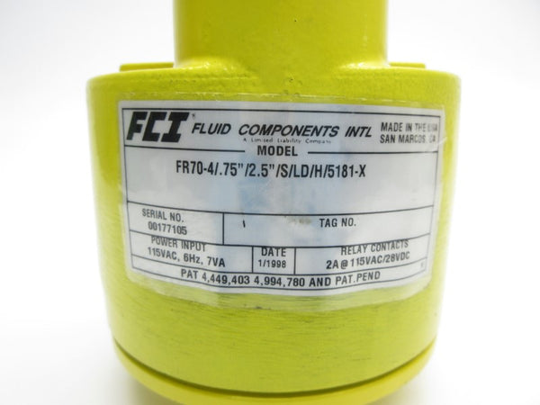 FCI FR70-4/.75/2.5/S/LD/H/5181-X 115VAC 2A NSNP