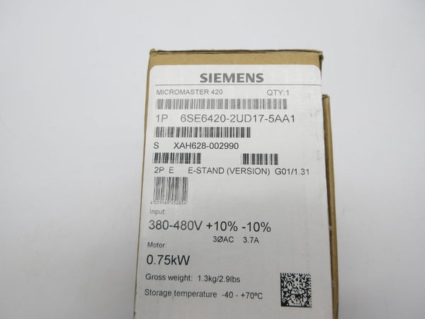 SIEMENS 6SE6420-2UD17-5AA1 380-480V 3.7A NSFS
