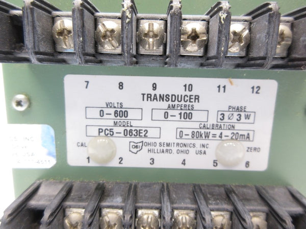 OHIO SEMITRONICS PC5-063E2 0-600V 0-100A NSNP