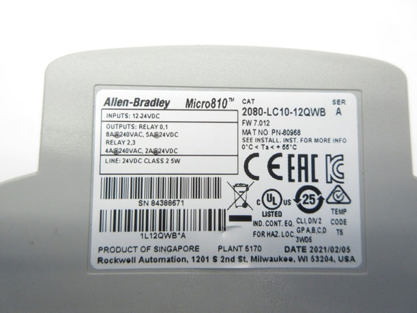 ALLEN BRADLEY 2080-LC10-12QWB SER. A F/W 7.012 12-24VDC NSNP
