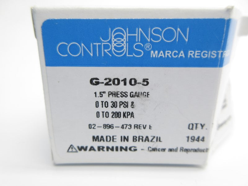 JOHNSON CONTROLS G-2010-5 0-30PSI 1.5" NSMP