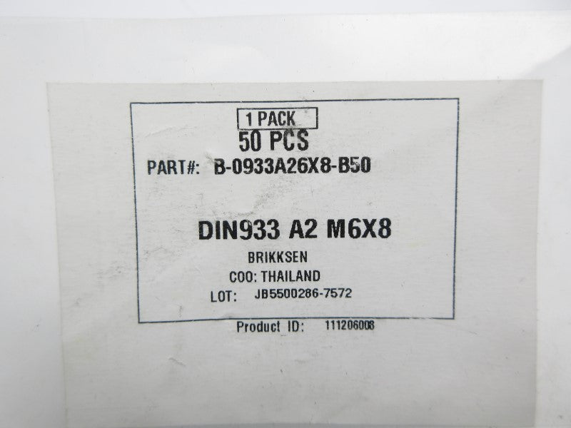 BRIKKSEN B-0933A26X8-B50 (PKG OF 50) NSMP